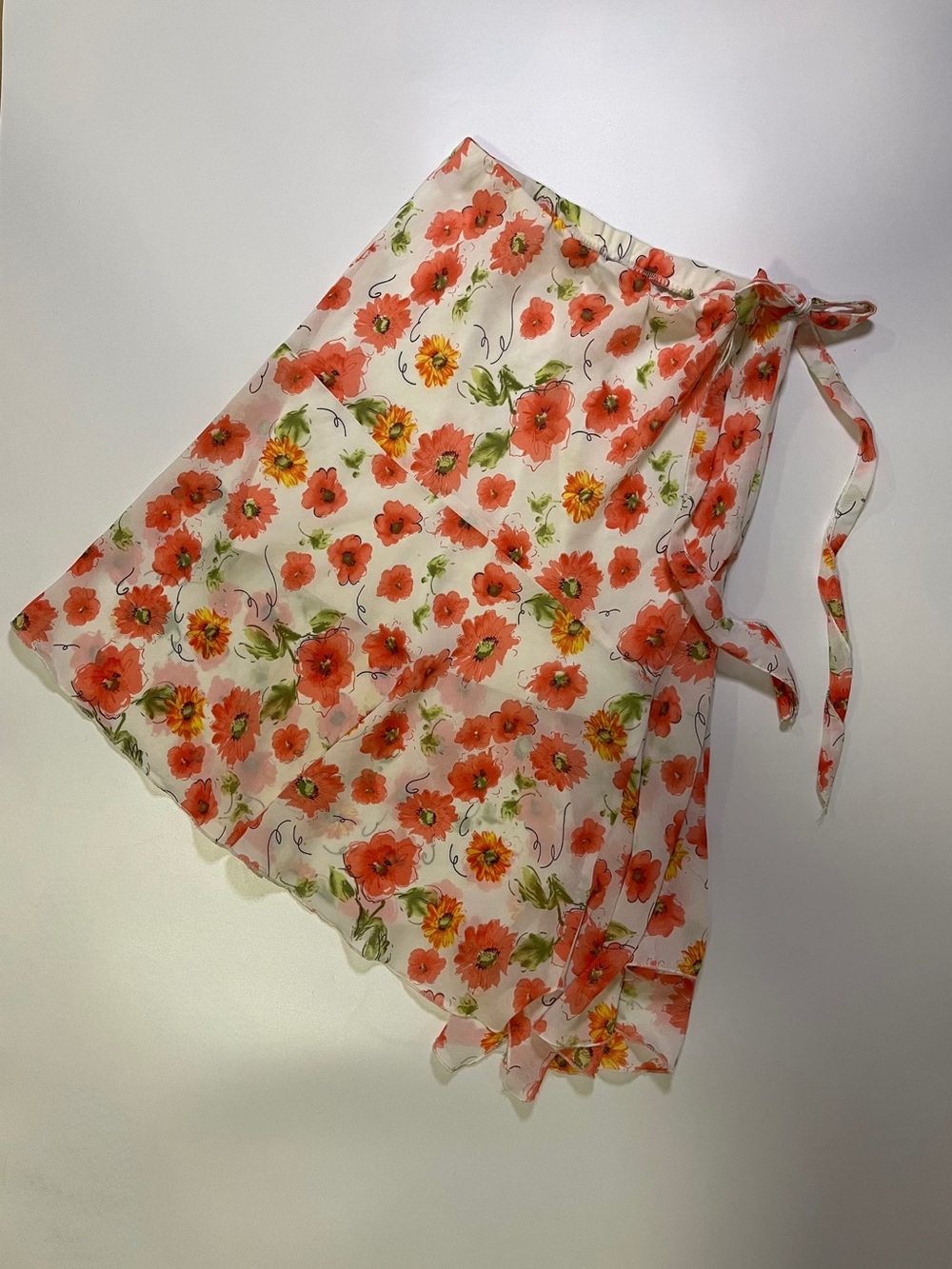 y2k floral white midi skirt
